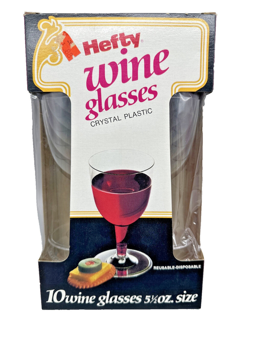 Vintage 1977 Hefty Wine Glasses NIB 10 Glasses Retro Mobil Advertising Clear